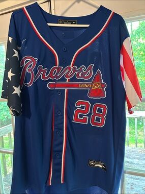 Nike Blue Matt Olson #28 Atlanta Braves Patriotic Baseball Jersey